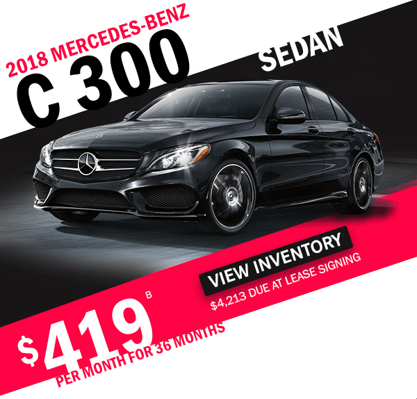 2018 Mercedes-Benz C 300 Sedan for $419 per month for 36 months 