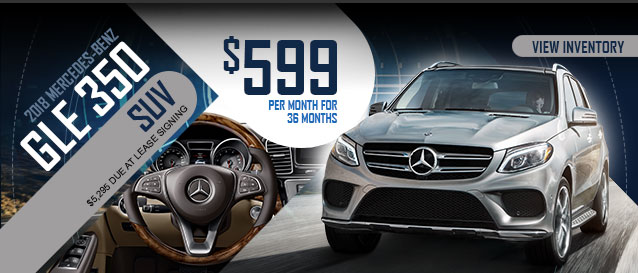 2018 GLE 350 for $599 per month for 36 months with $5,295due at lease signing.