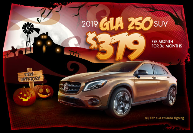 2019 GLA 250 for $379 per month for  36 months with $3,727 due at lease signing.